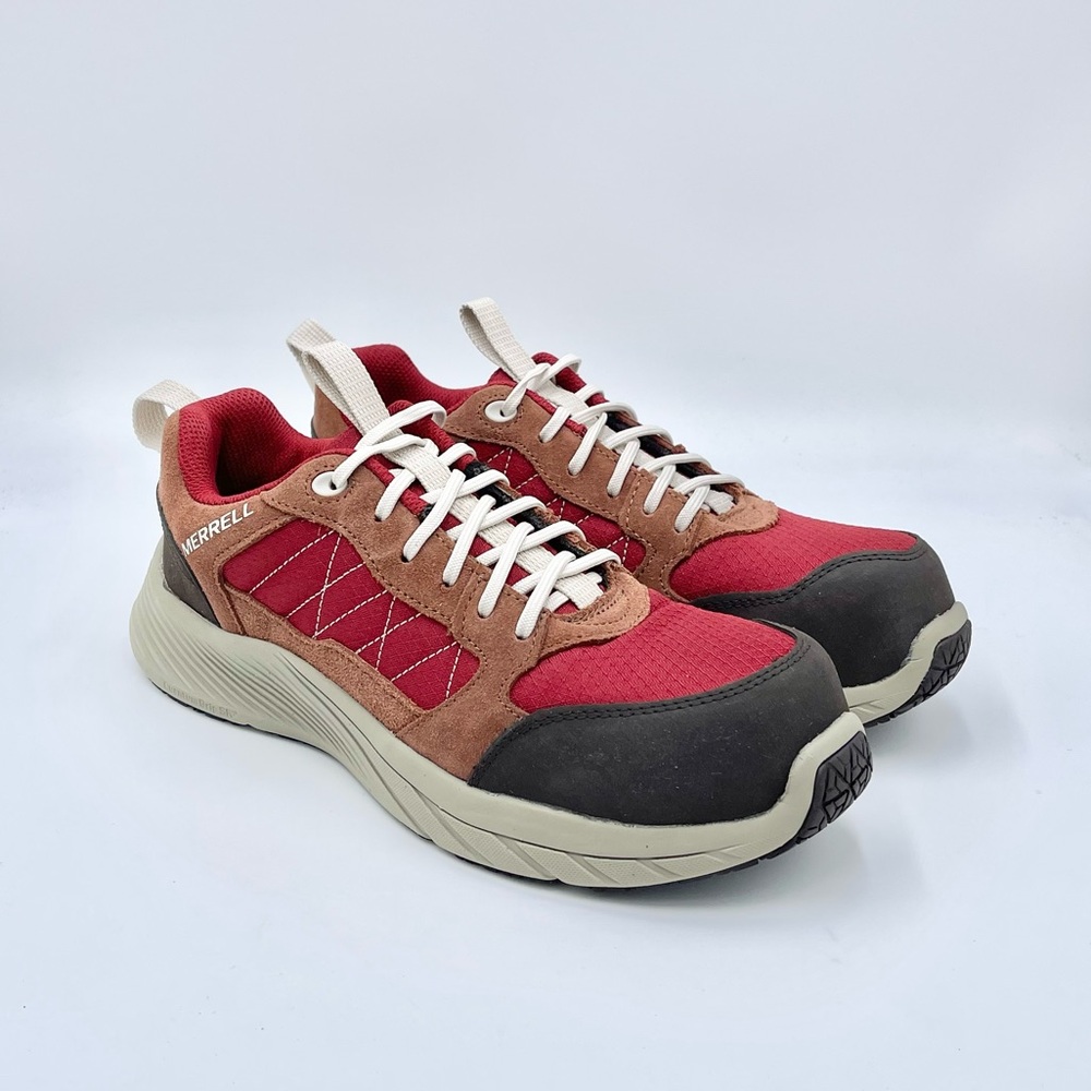 NEW Merrell Alpine Sneaker CF Safety Toe Work Shoe Burgundy Tortoise Men’s 8.5